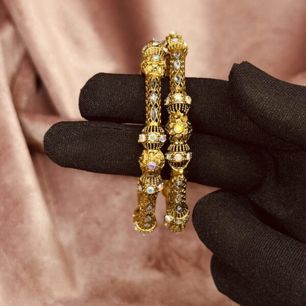 antique gold stone bangles