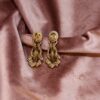 golden mesh flower drop earrings champagne crystals