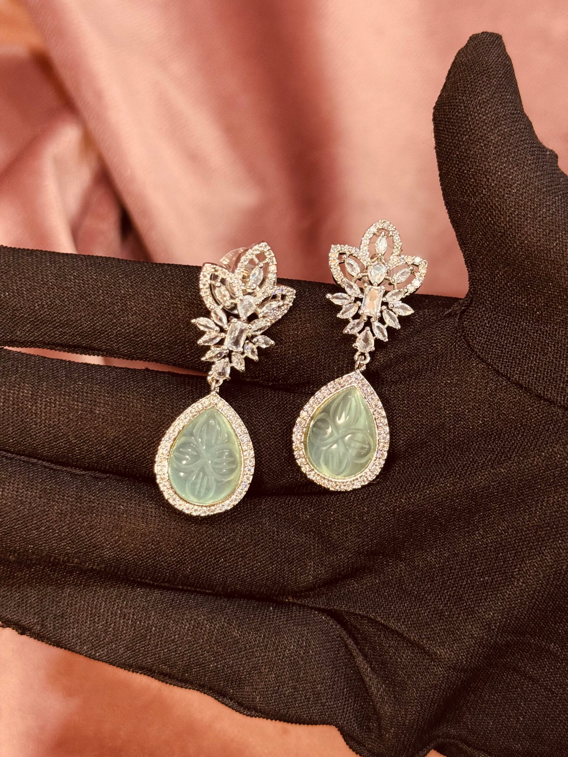 mint green drop earrings