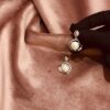 silver halo pearl drop earrings