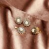 pearl and crystal floral jewellry set