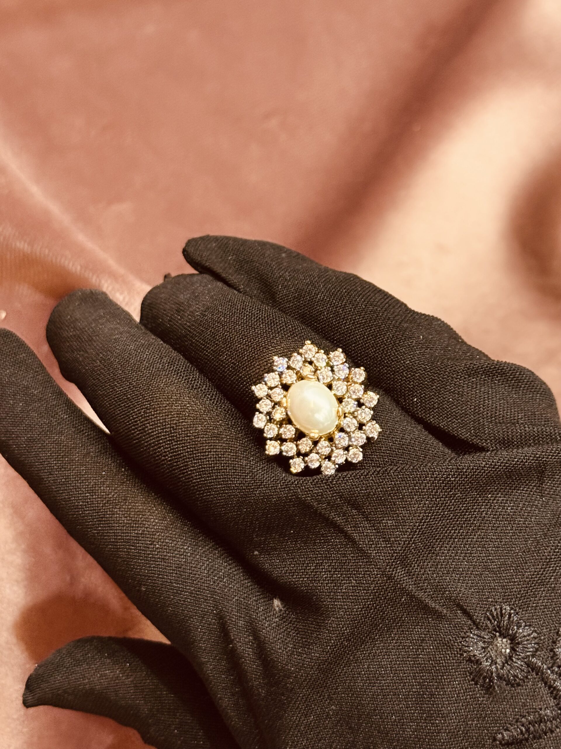 pearl and crystal floral jewellry set