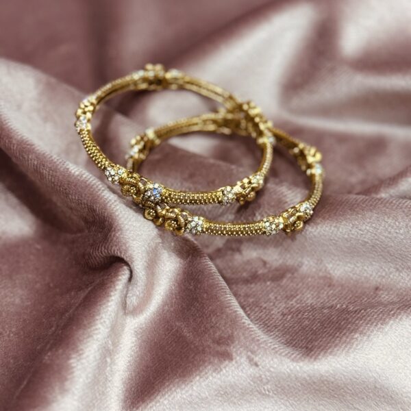 floral bloom gold plated bangles pair of 2