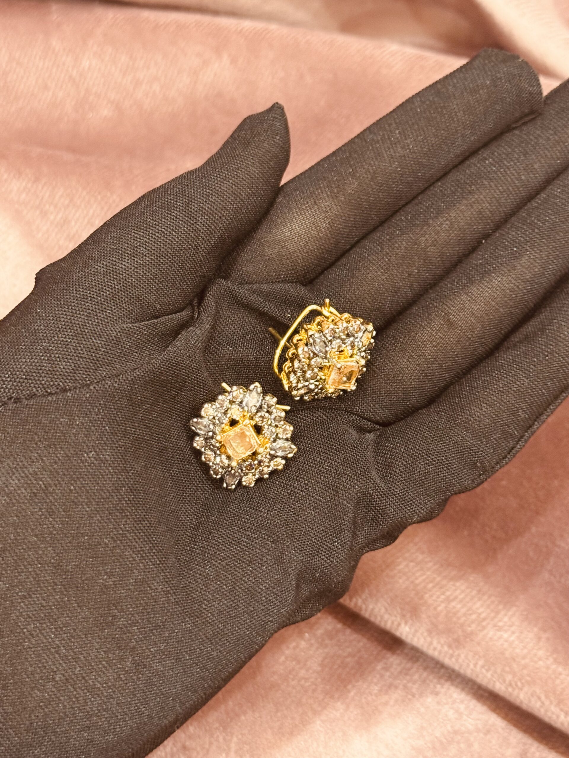 amber & smoke crystal jewellery set