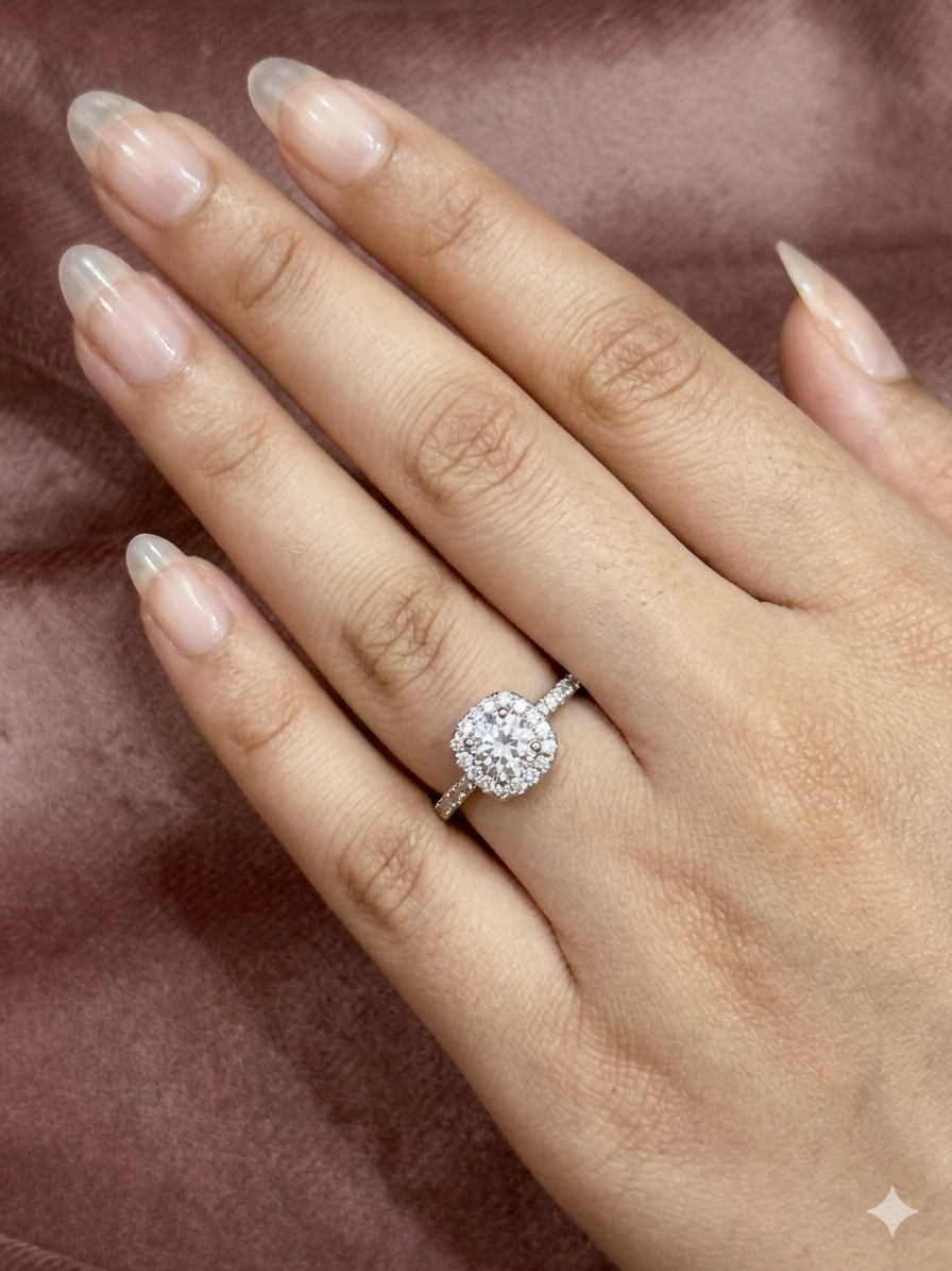 elegant silver halo ring