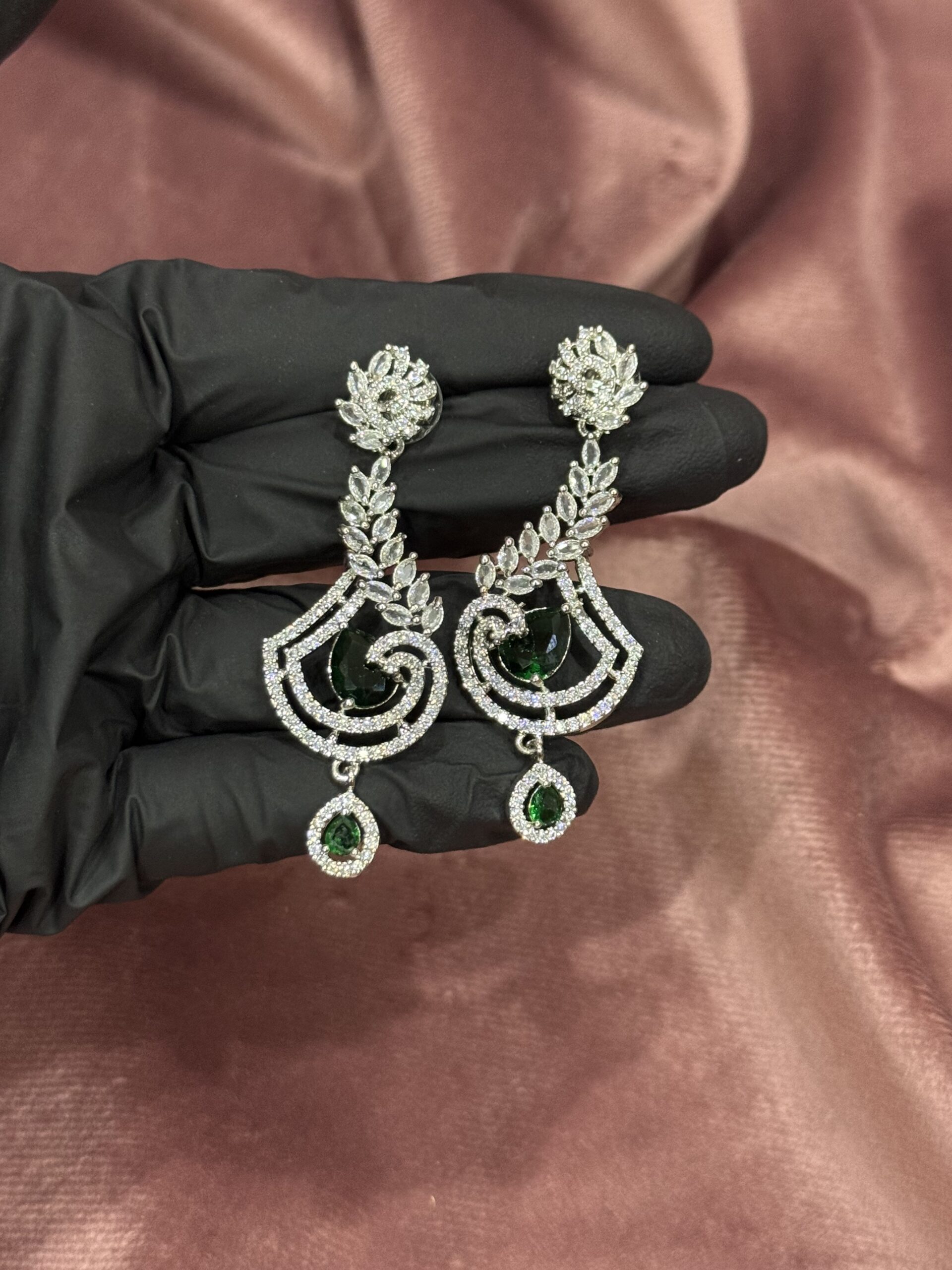 One Carat Drop Earrings - Emerald - Image 2