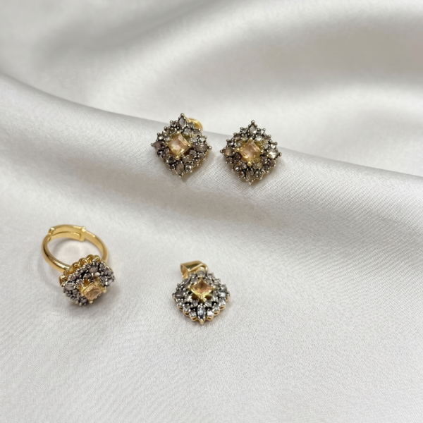 Gold Plated Pendant Set - Amber