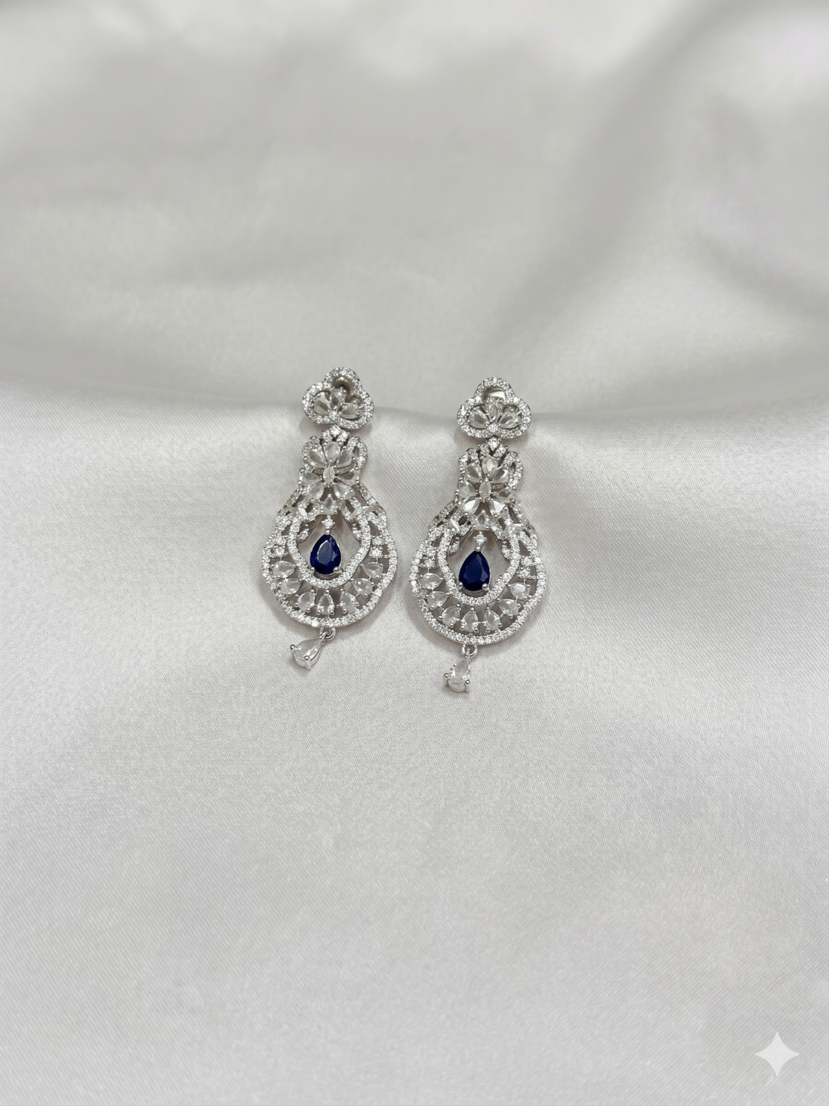 One Carat Drop Earrings - Deep Blue
