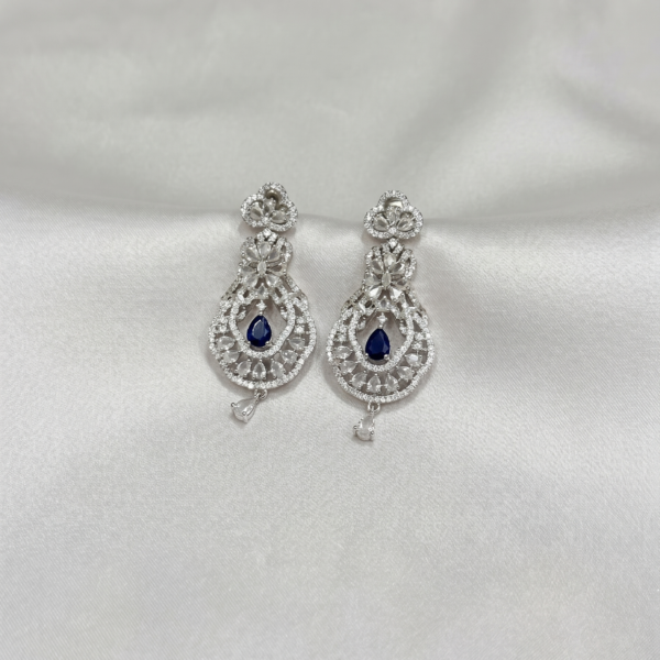 One Carat Drop Earrings - Deep Blue