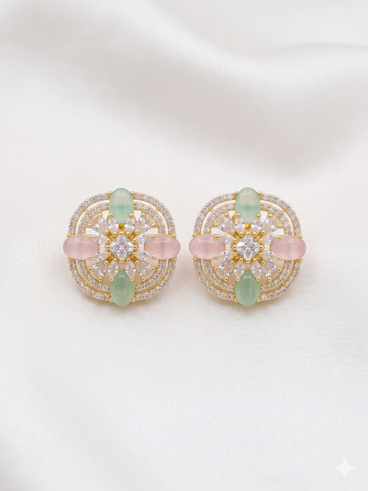 One Carat Studs - Gold Multi