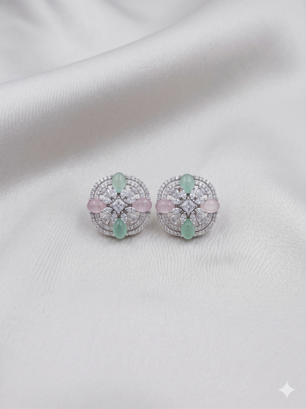 One Carat Studs - Silver Multi