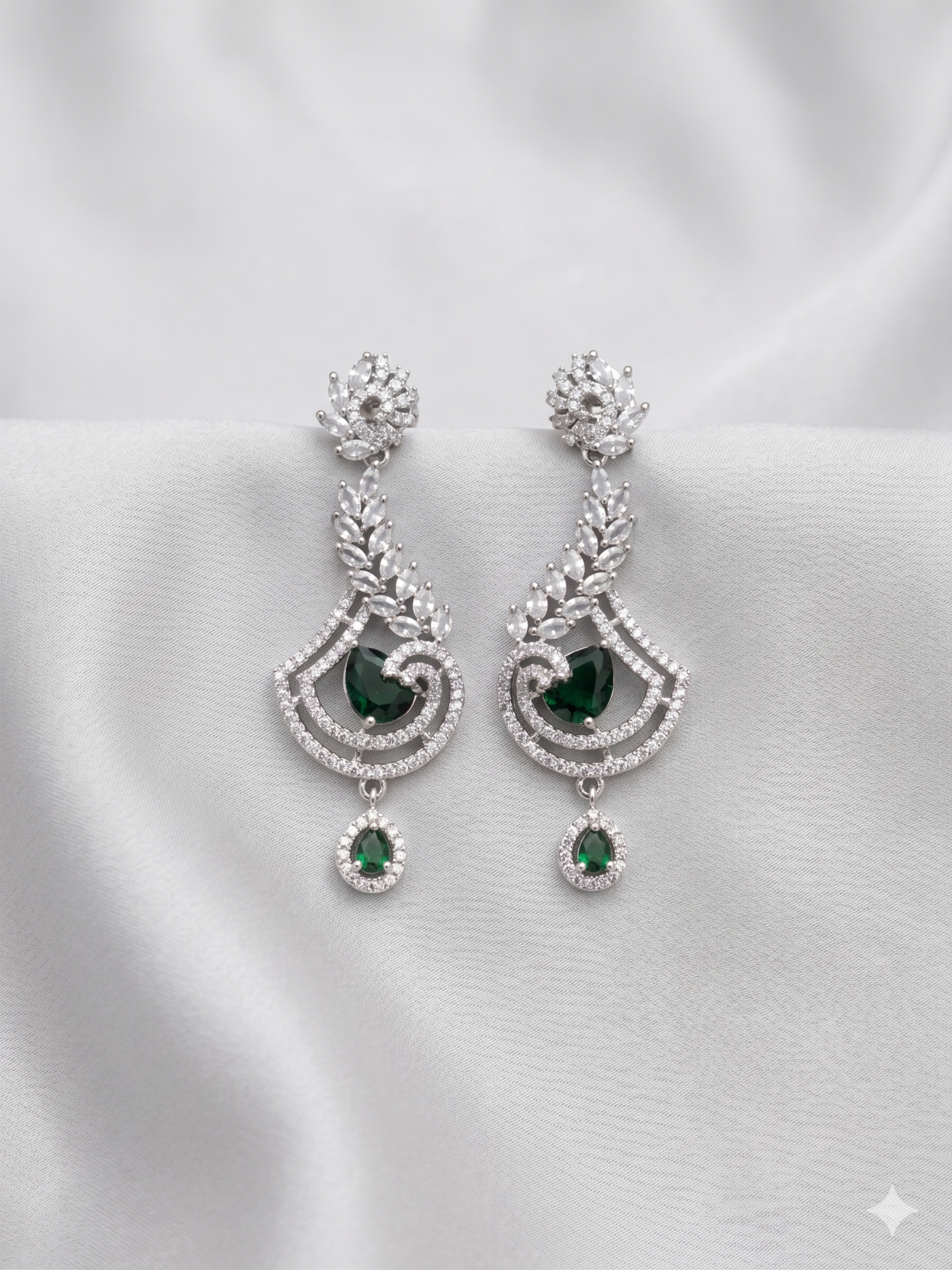 One Carat Drop Earrings - Emerald