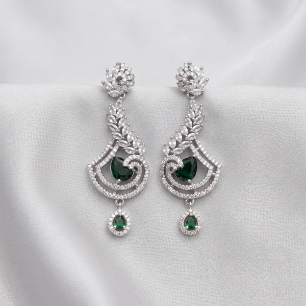 One Carat Drop Earrings - Emerald