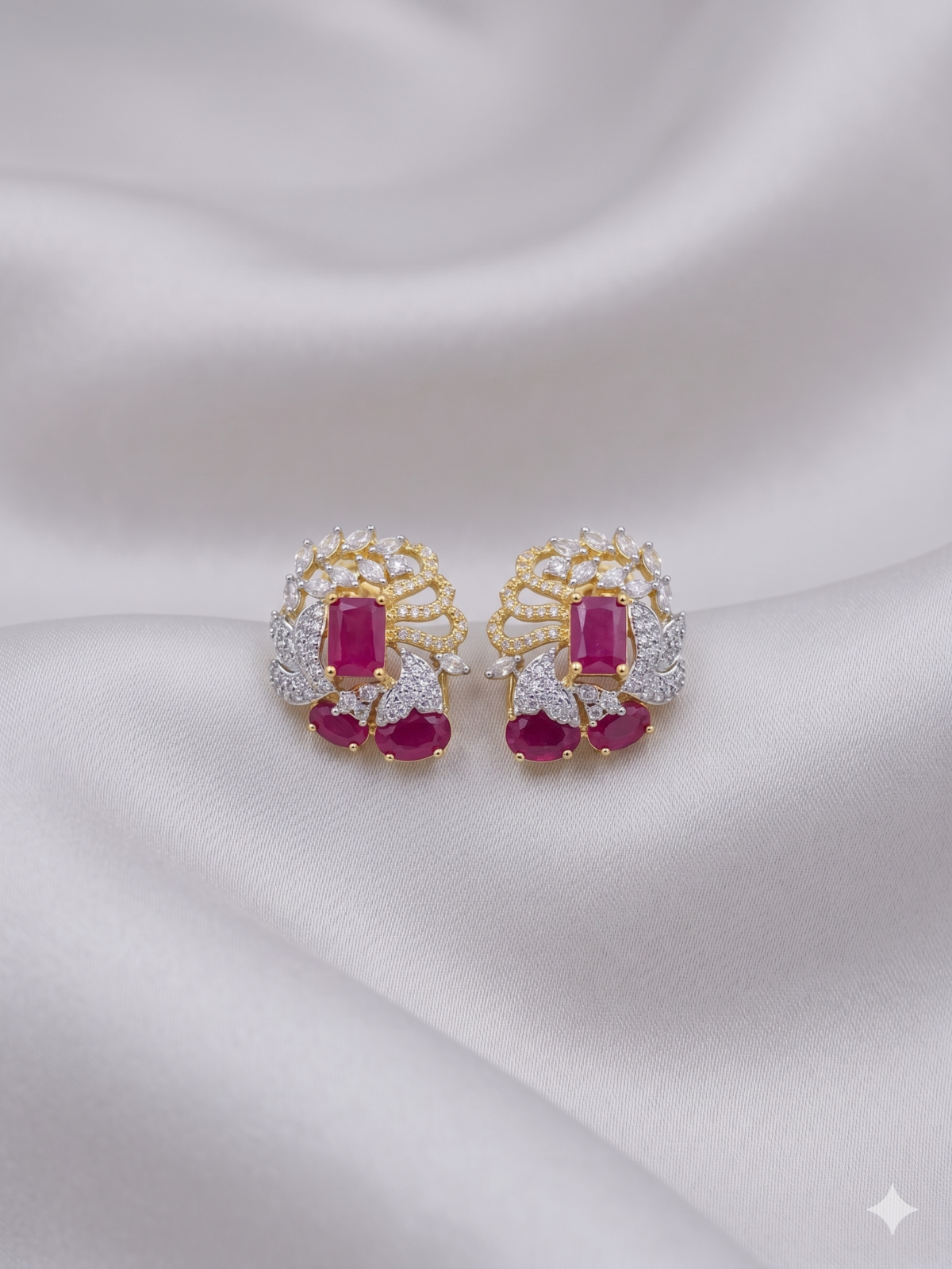 One Carat Studs - Golden Ruby