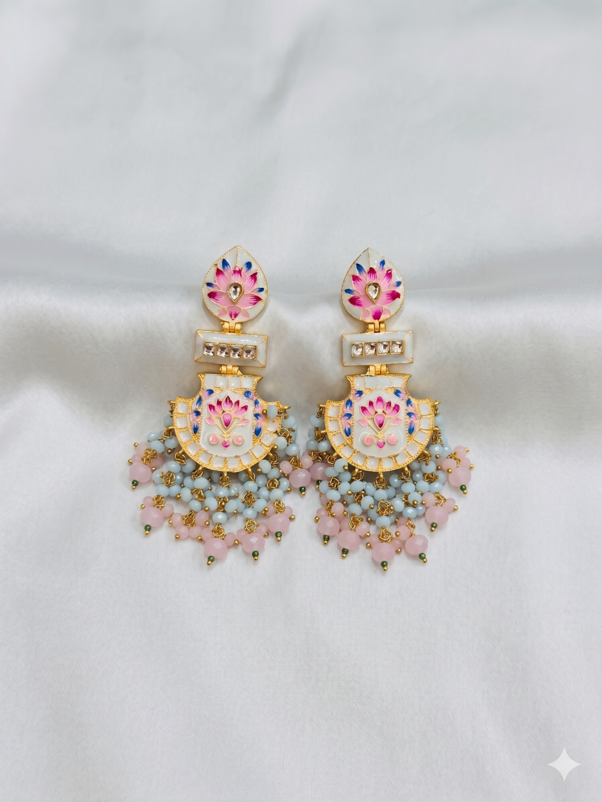 Meenakari Jhumkas - Handpainted