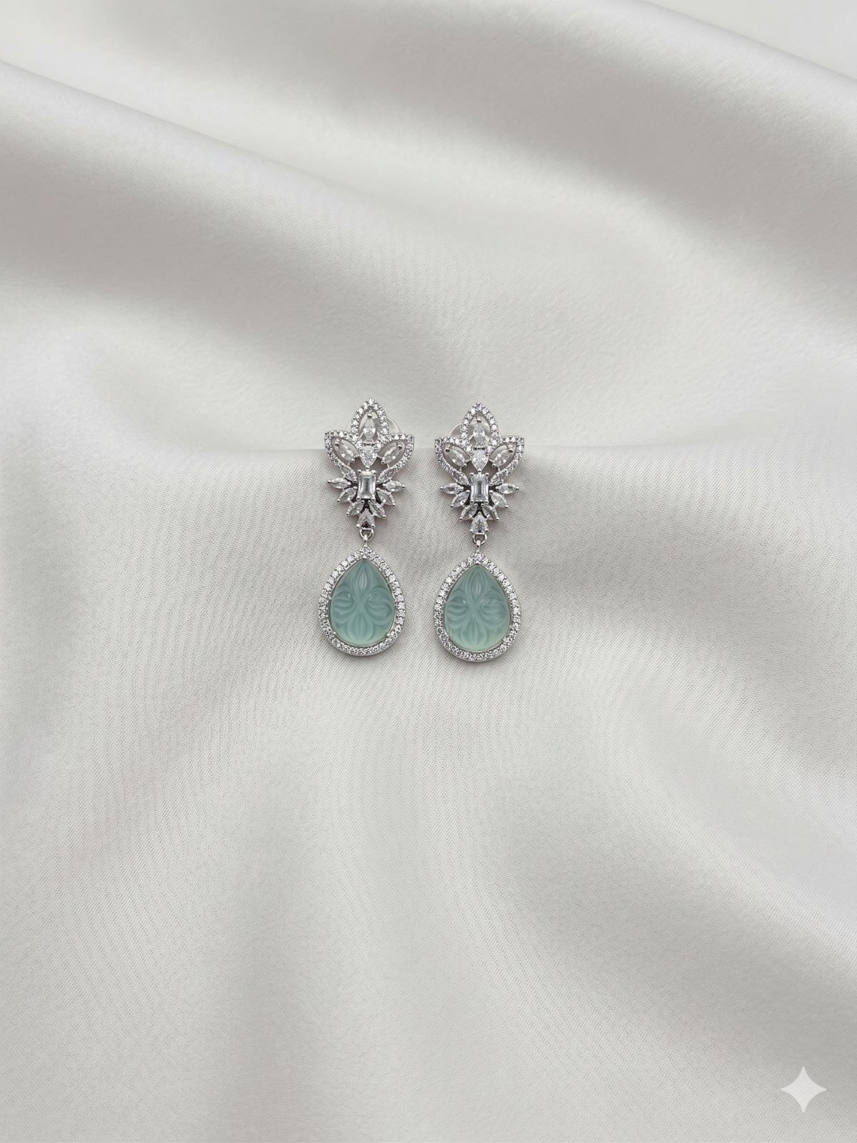 One Carat Drop Earrings - Mint
