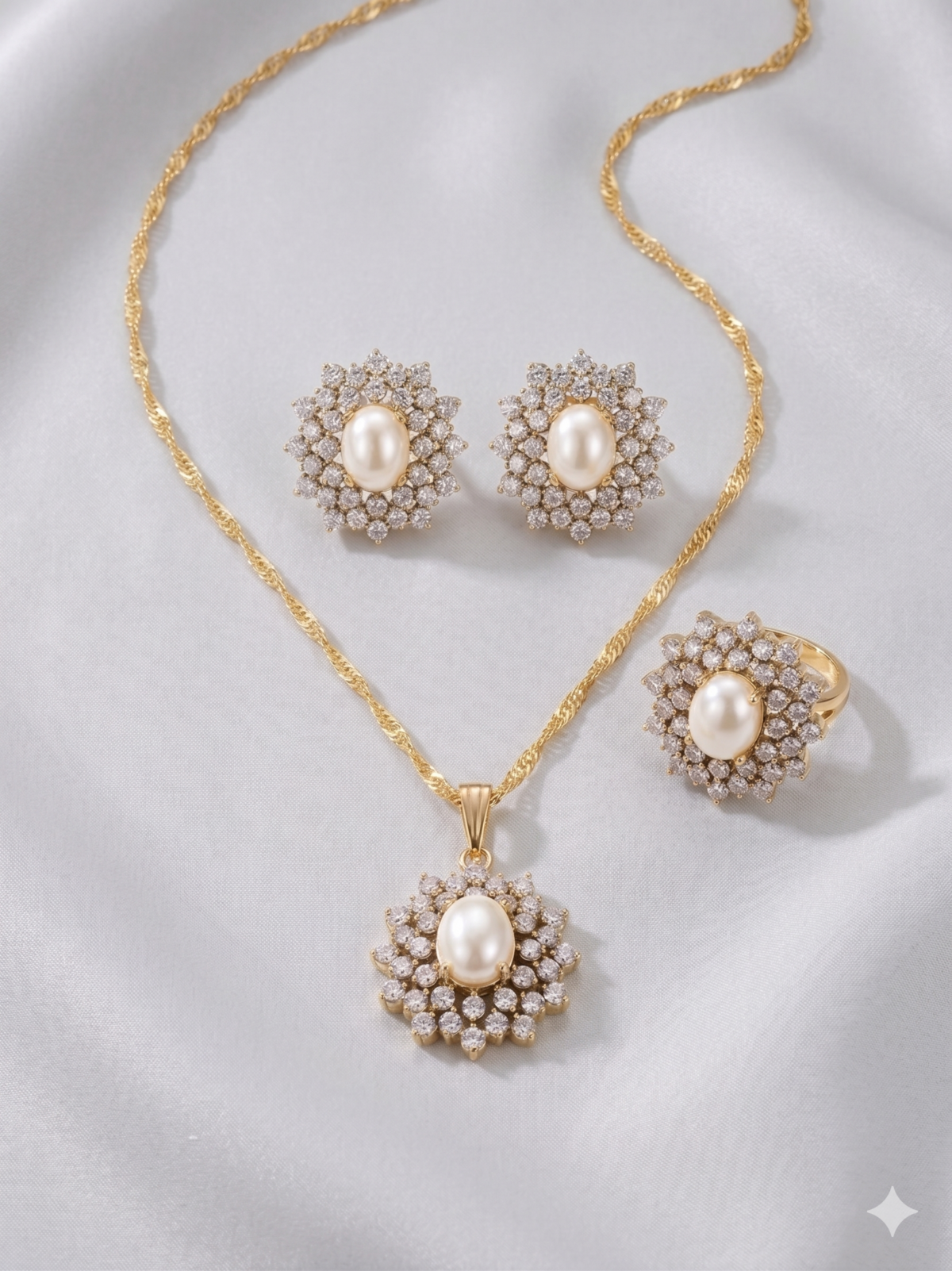 Gold Plated Pendant Set - Pearl