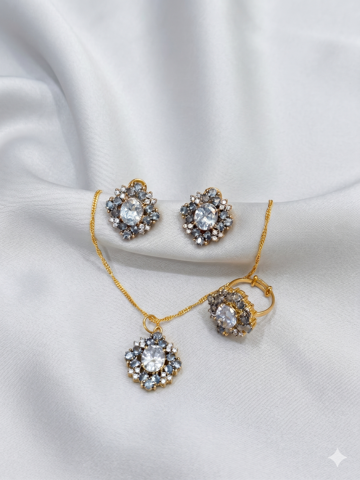 Gold Plated Pendant Set - Crystal