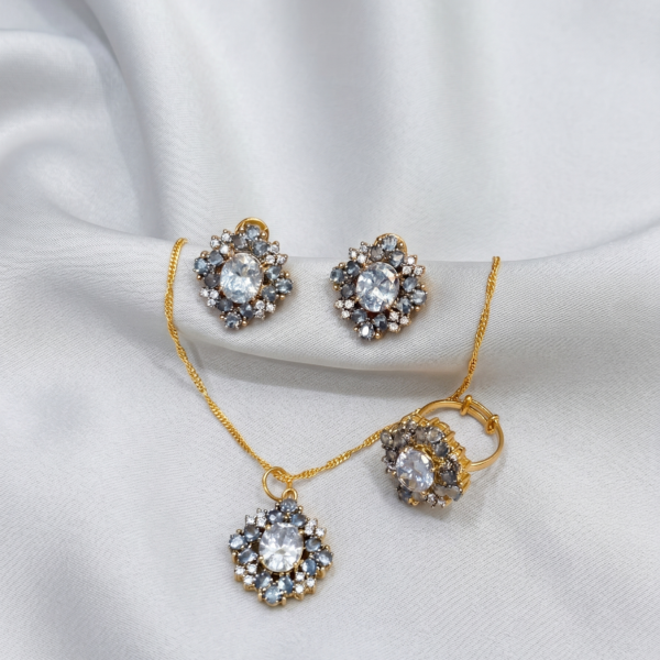 Gold Plated Pendant Set - Crystal