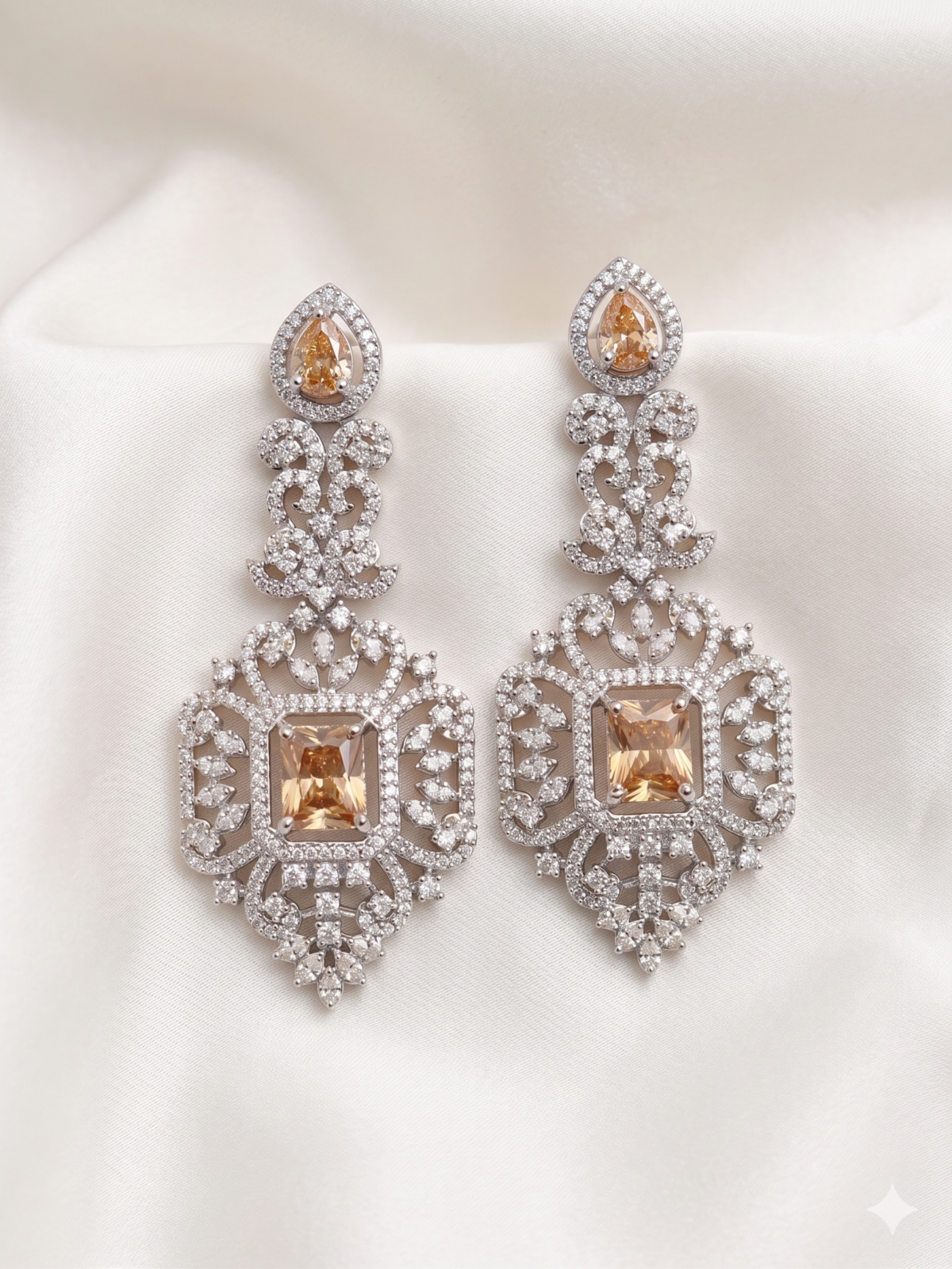 Zircon Drop Earrings - Champagne