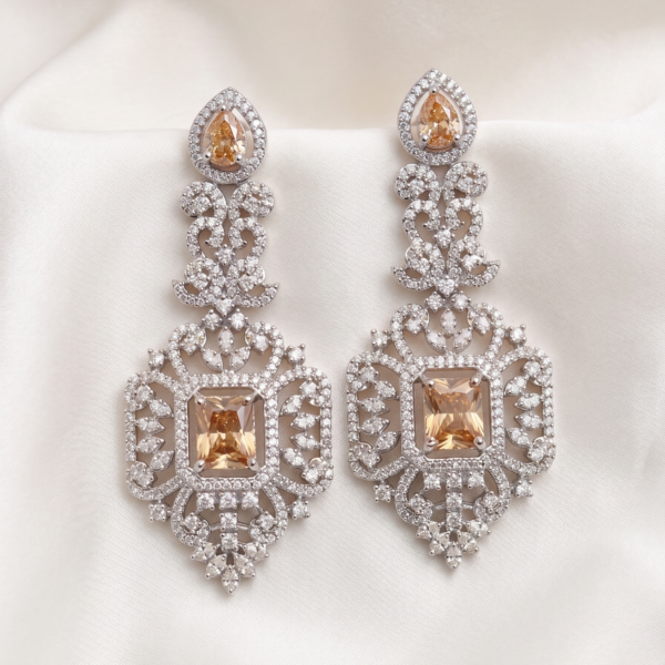 Zircon Drop Earrings - Champagne
