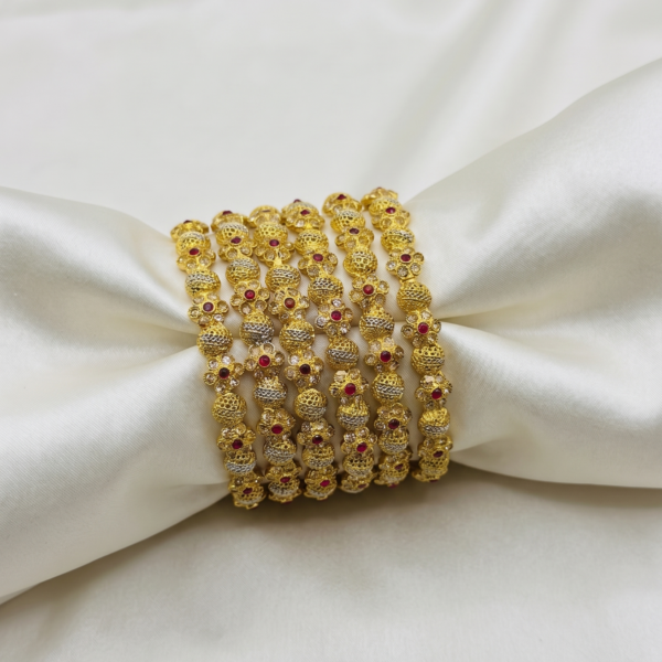 Gold Plated Bangles - Ruby