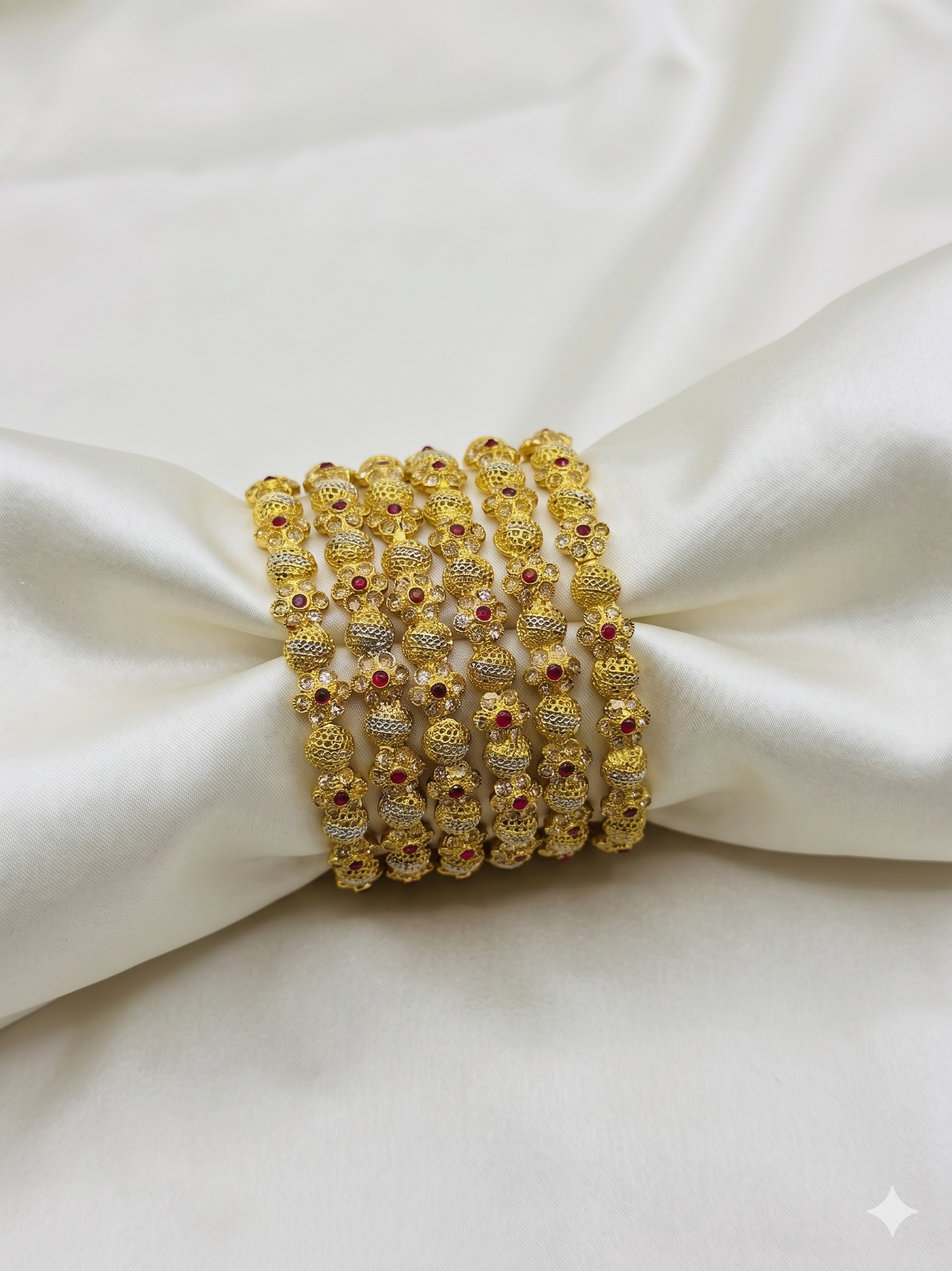 Gold Plated Bangles - Ruby