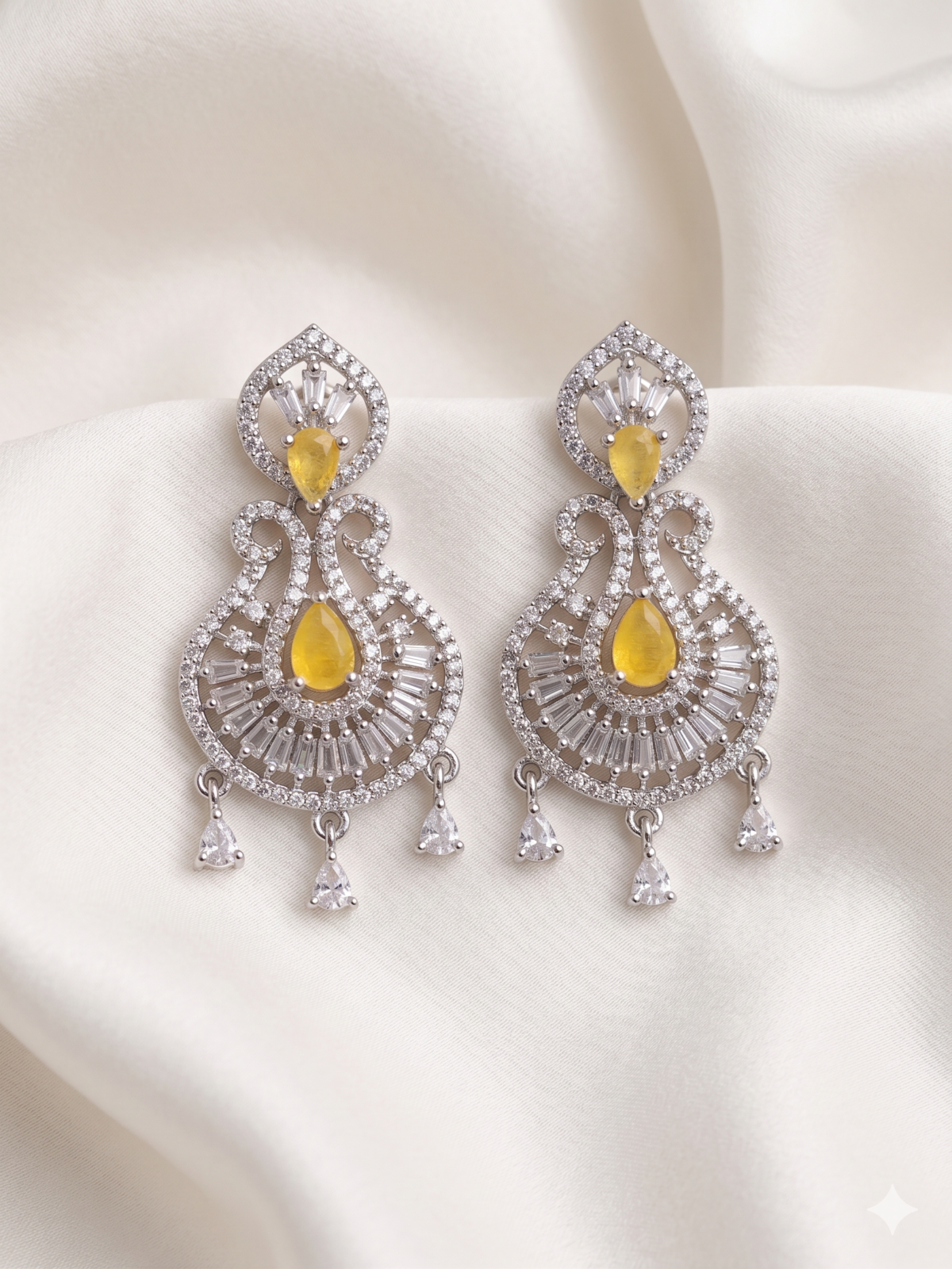 One Carat Drop Earrings - Lemon Yellow