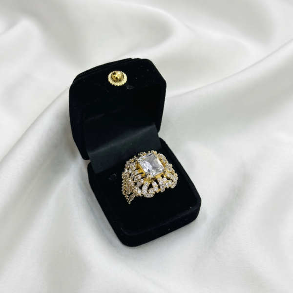 Gold Plated Ring - Square Crystal
