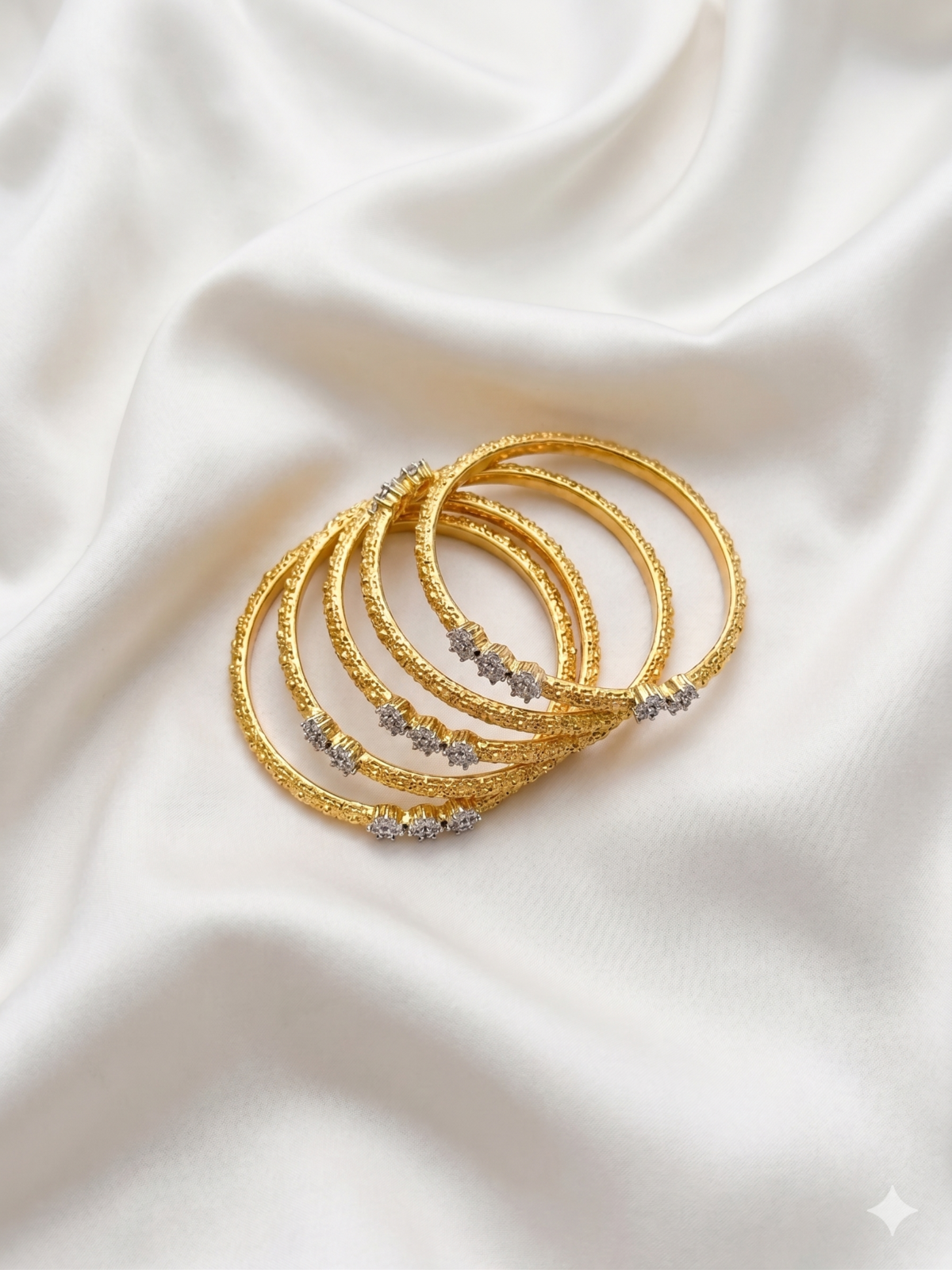 Gold Plated Bangles - Flower