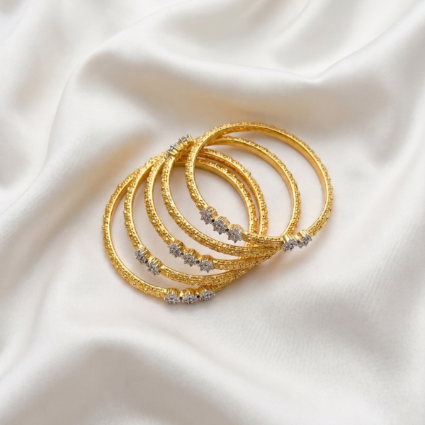 Gold Plated Bangles - Flower