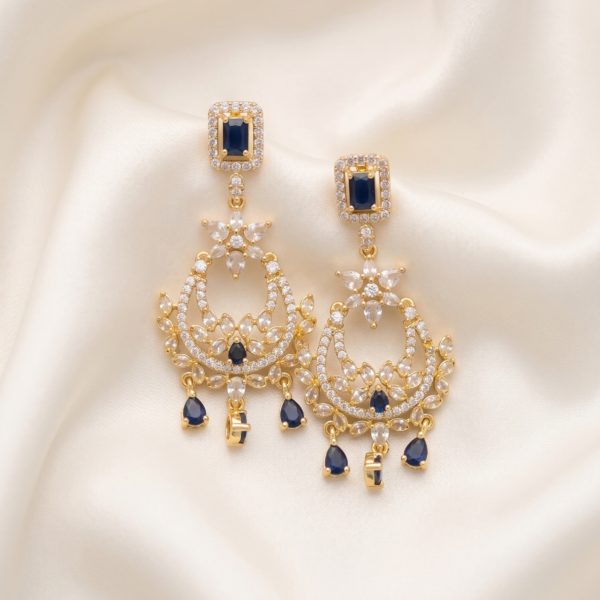 One Carat Drop Earrings - Sapphire Blue