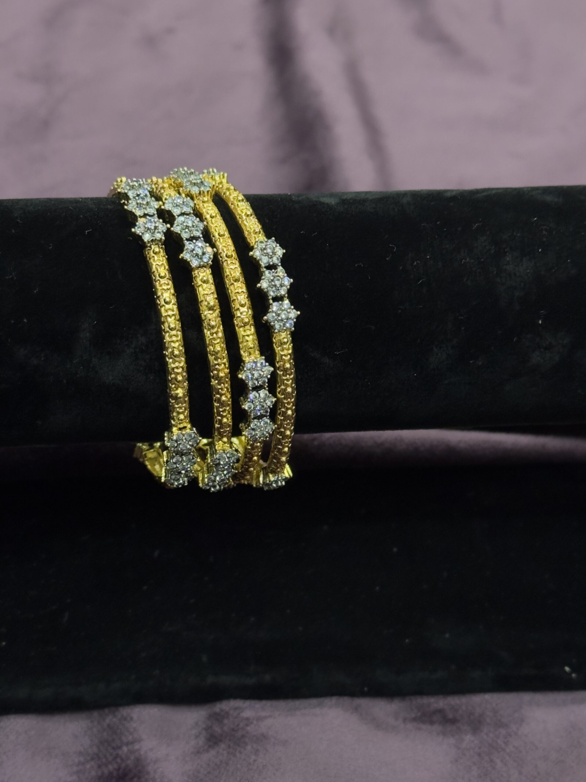 Gold Plated Bangles - Flower - Image 2