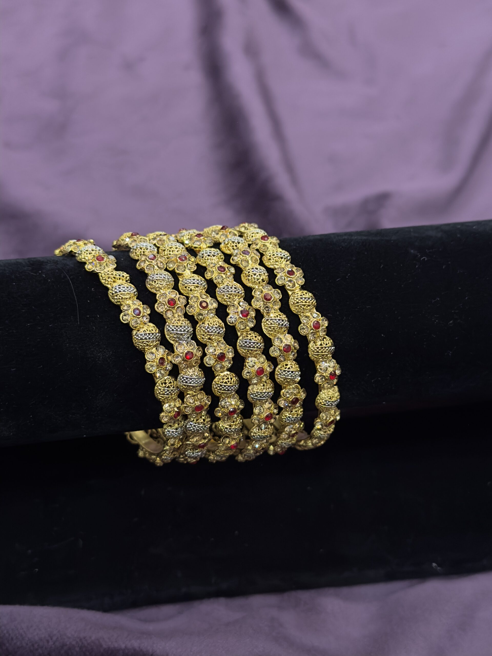 Gold Plated Bangles - Ruby - Image 3
