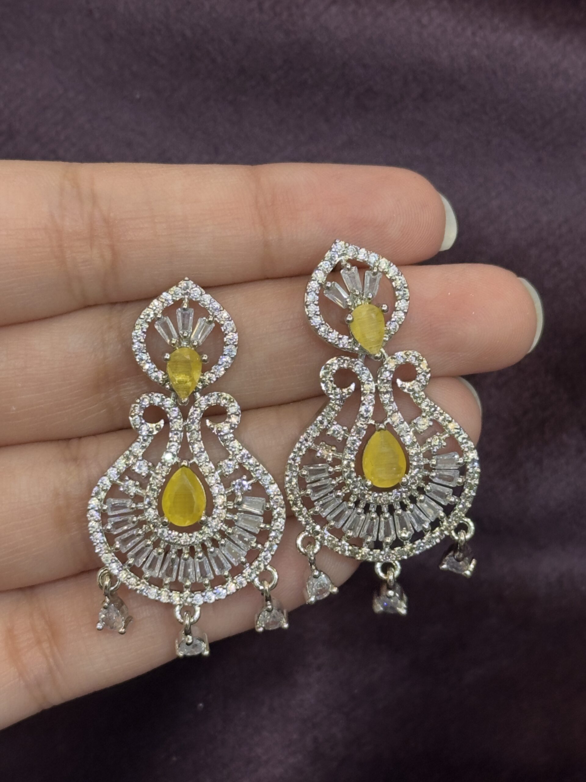 One Carat Drop Earrings - Lemon Yellow - Image 3