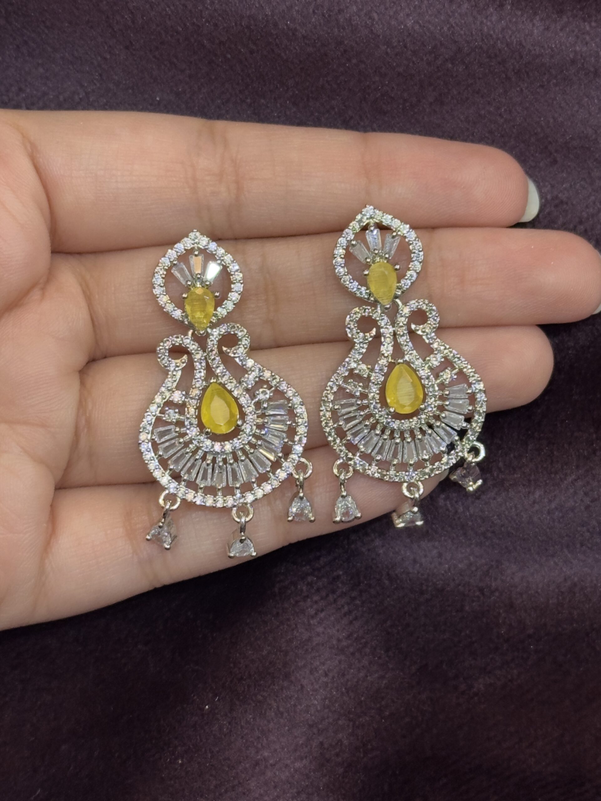 One Carat Drop Earrings - Lemon Yellow - Image 2