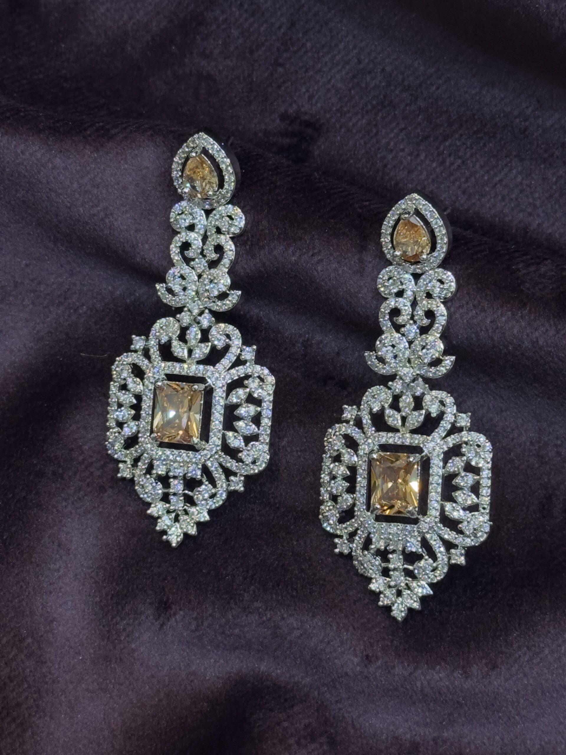 Zircon Drop Earrings - Champagne - Image 3