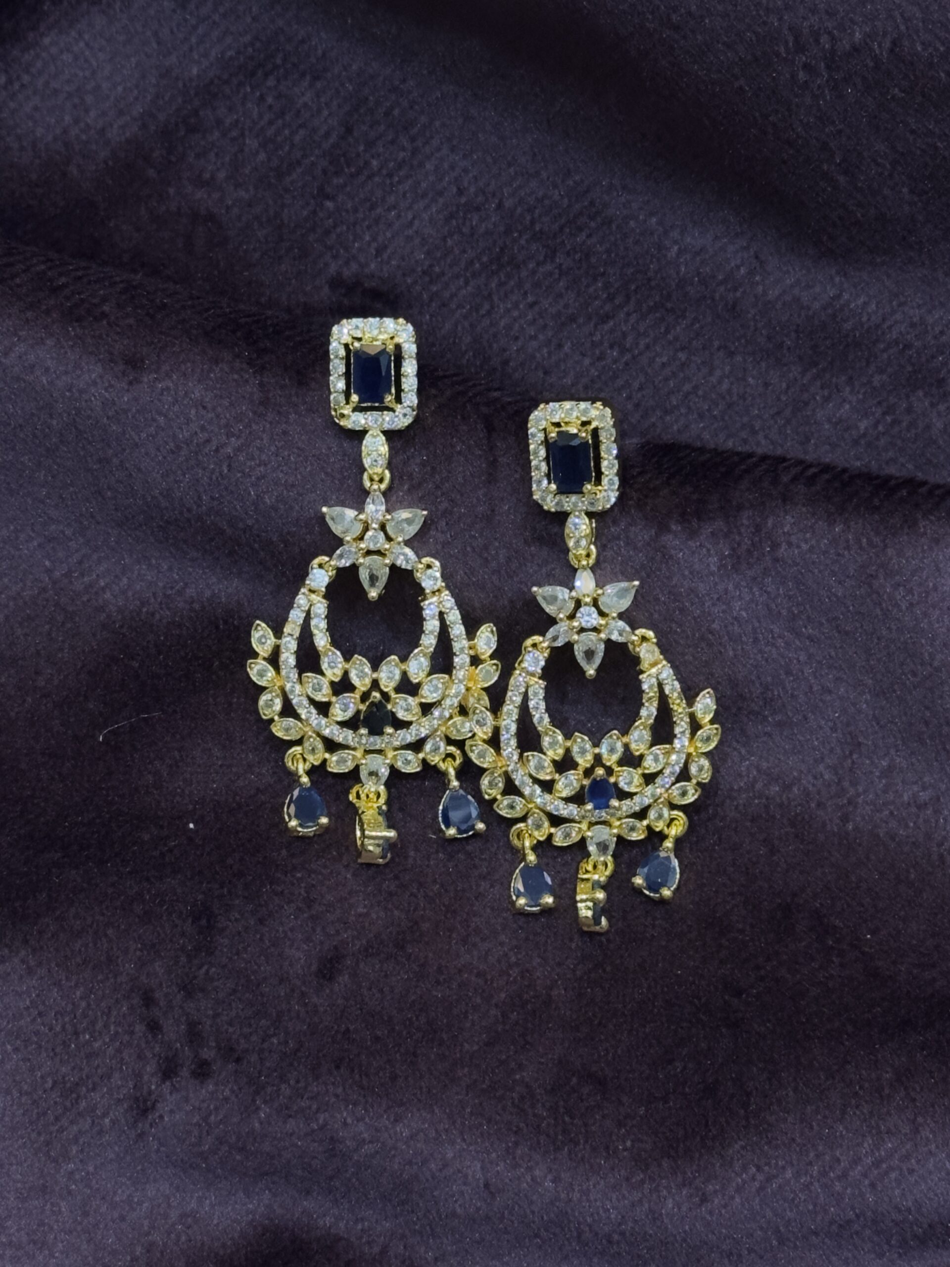 One Carat Drop Earrings - Sapphire Blue - Image 2