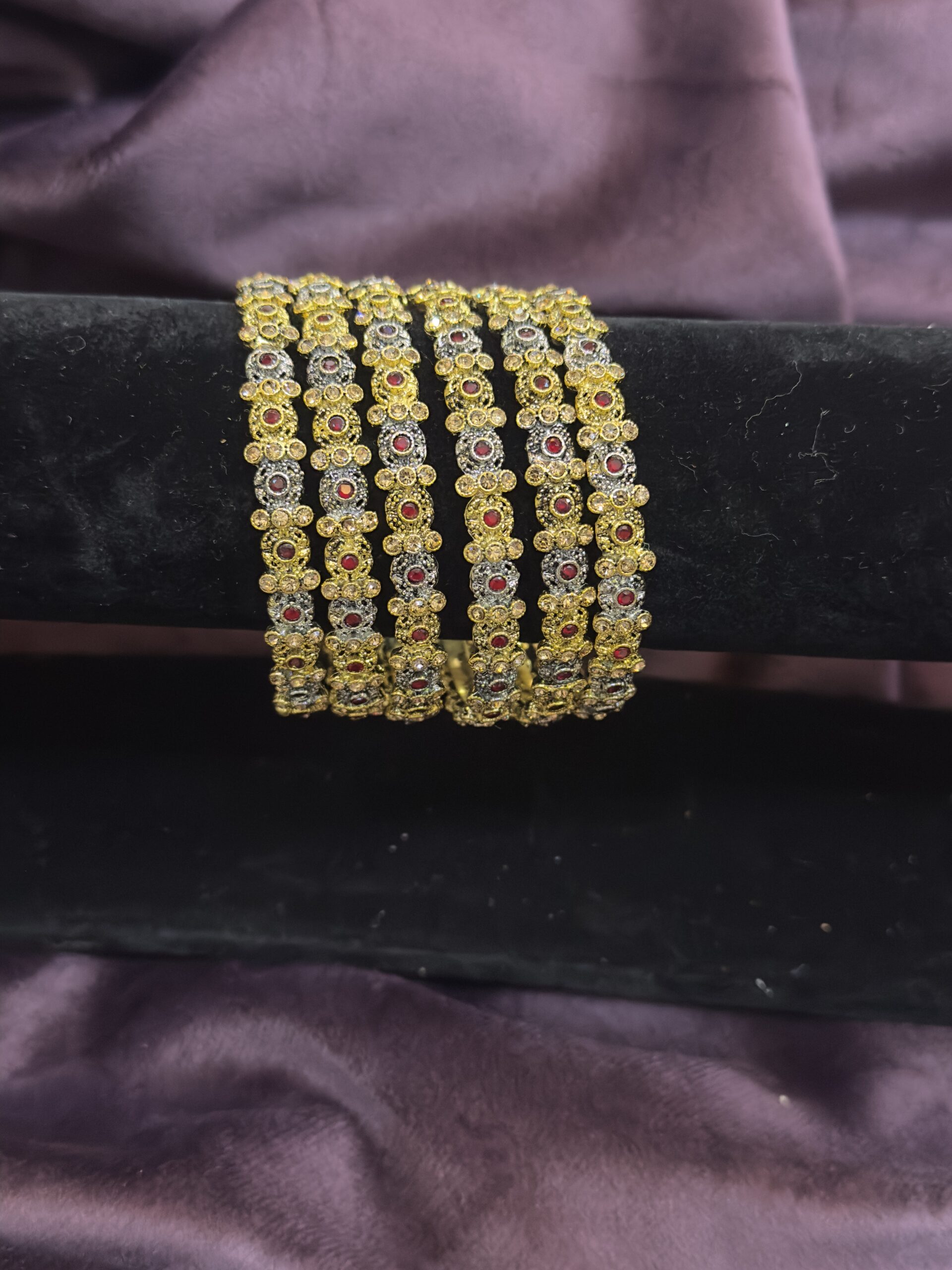 Gold Plated Bangles - Ruby - Image 2