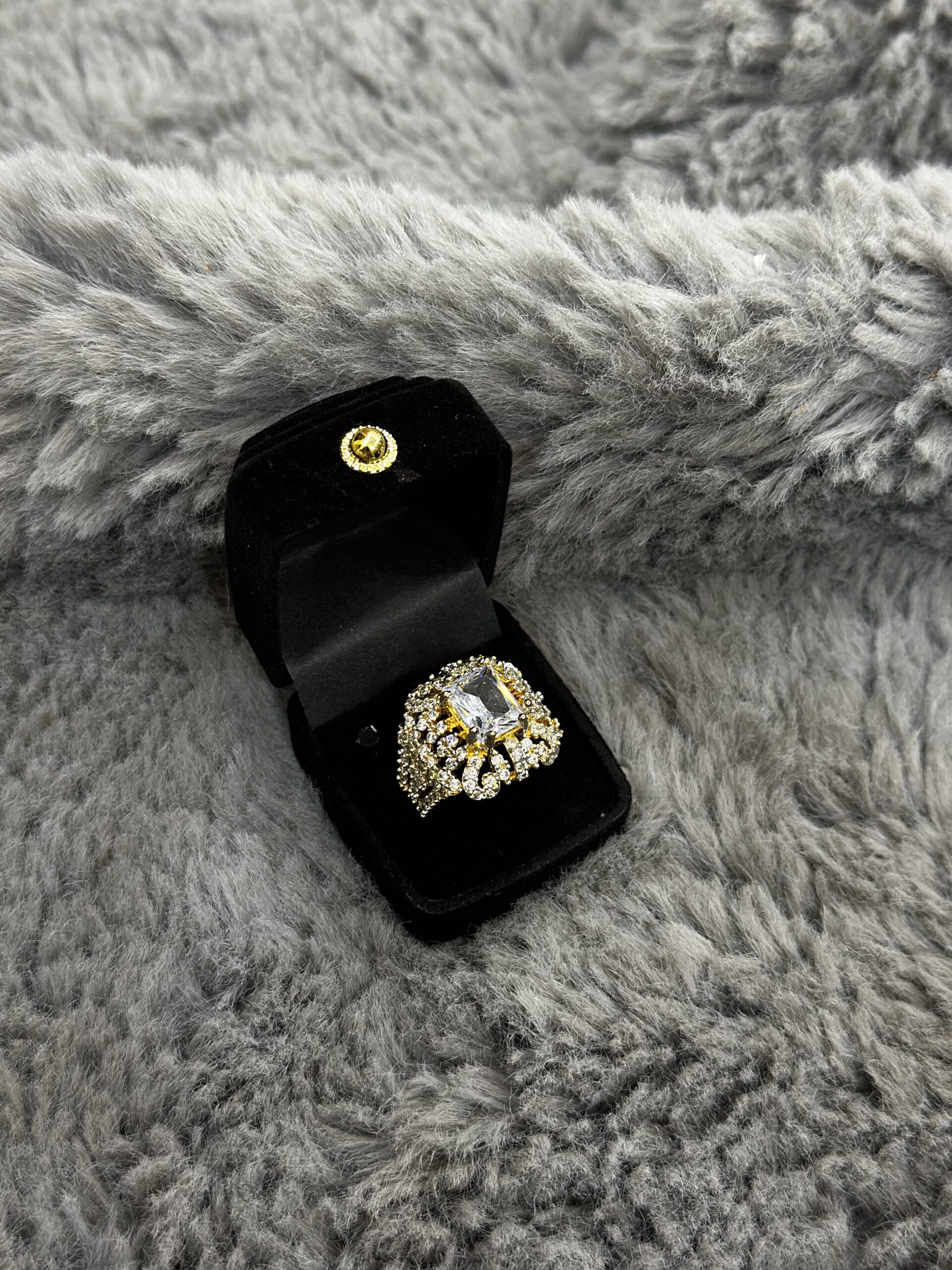 Gold Plated Ring - Square Crystal - Image 2