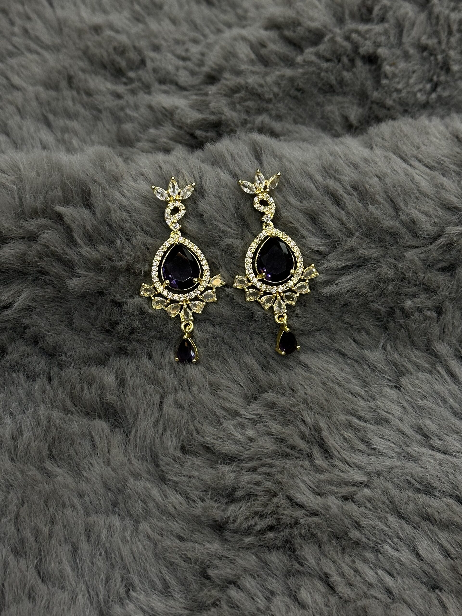 One Carat Drop Earrings - Purple - Image 2