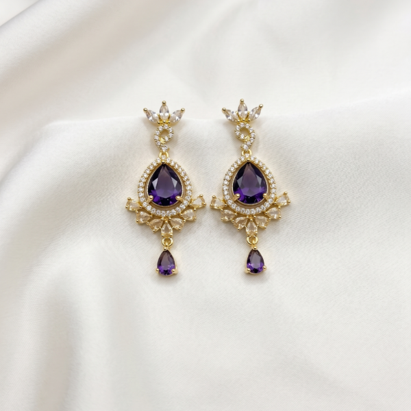 One Carat Drop Earrings - Purple
