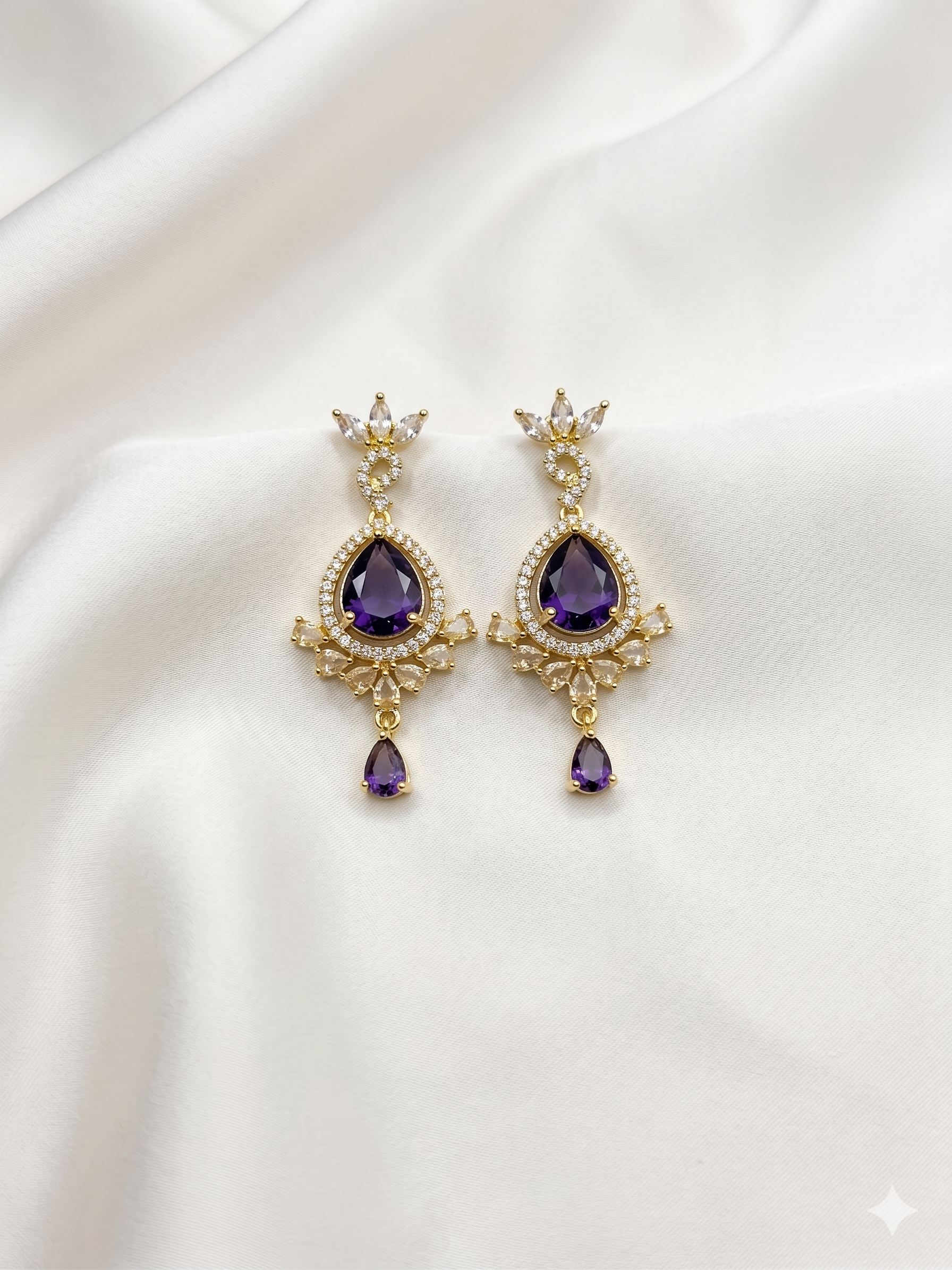 One Carat Drop Earrings - Purple