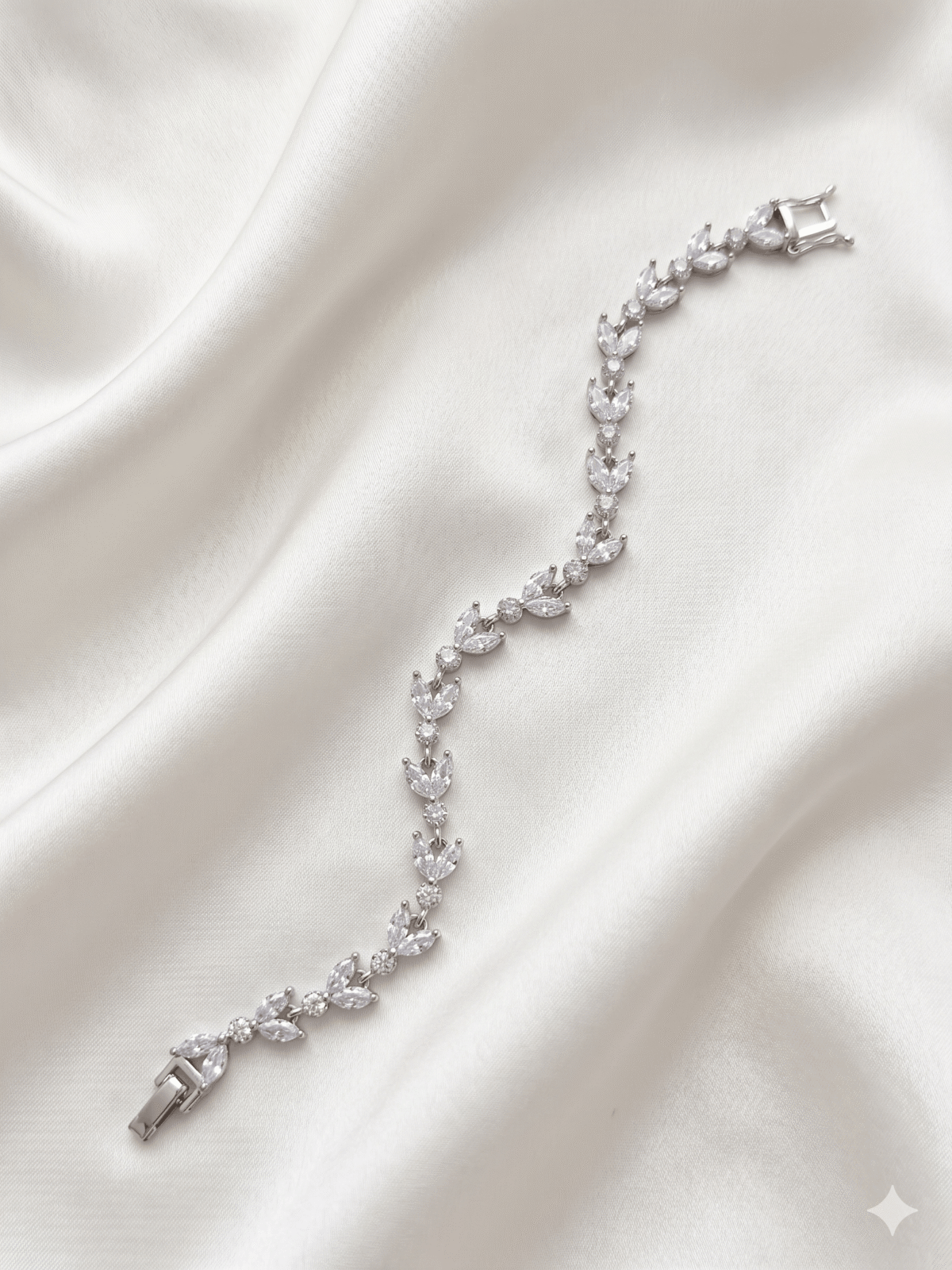 Bracelet - Silver Crystal Leaves