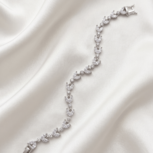 Bracelet - Silver Crystal Leaves