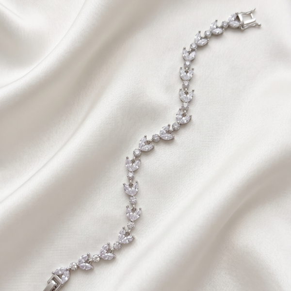 Bracelet - Silver Crystal Leaves