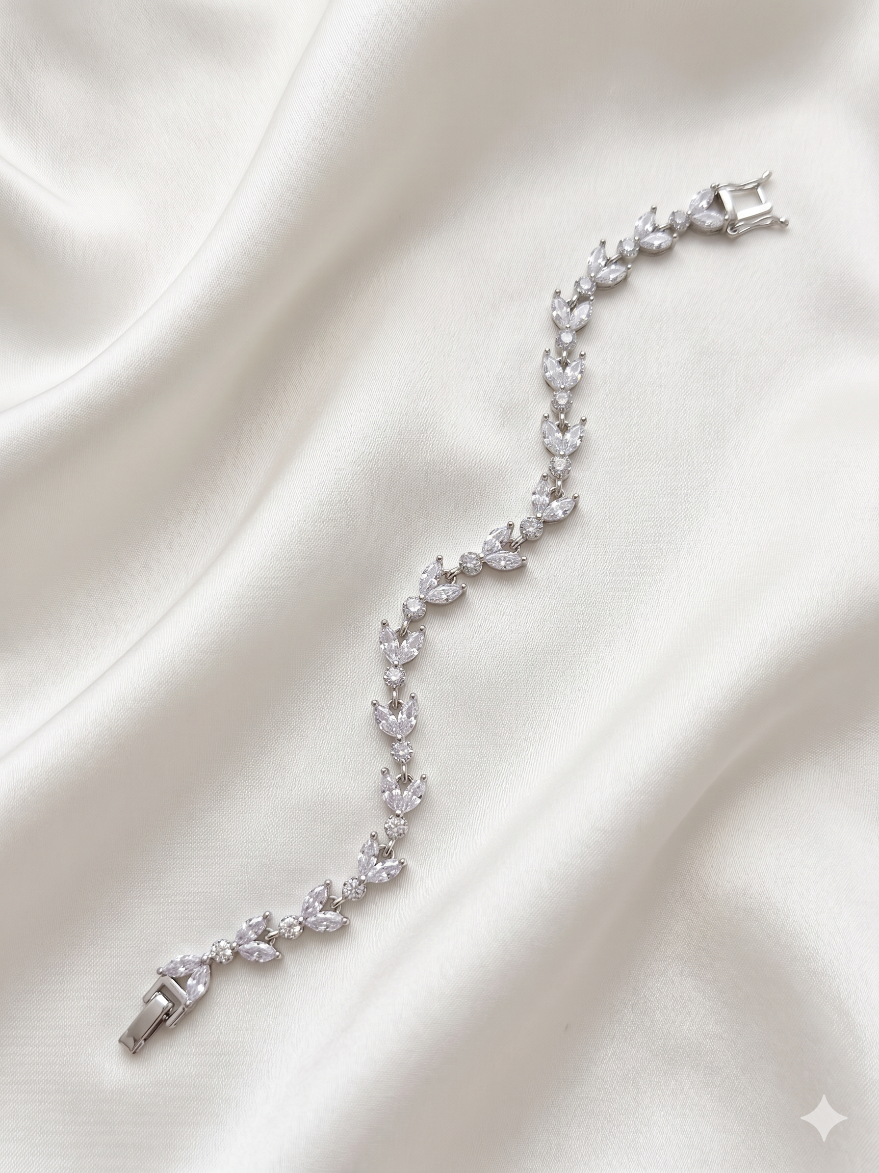 Bracelet - Silver Crystal Leaves