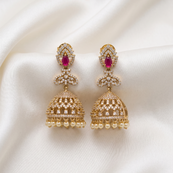 Earrings - Gold Ruby Jhumka