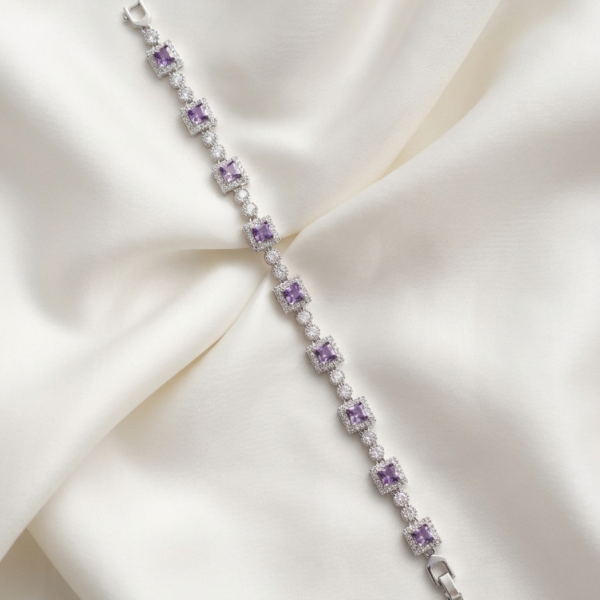 Bracelet - Plum Square Crystal