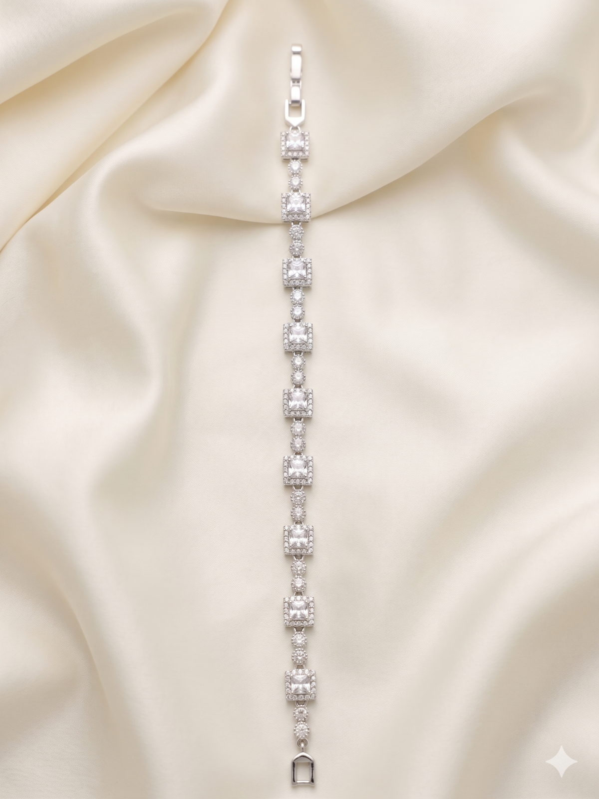 Bracelet - Silver Square Crystal